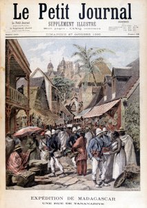 Expedição Madagascar: uma rua em Tananarive - no "Le Petite Journal" de 27/11/1895 de Unknown artist