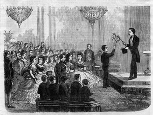 Espectáculo de magia dado por Monsieur Faure Nicolay na presença do Imperador Napoleão III (1808-1873) e do seu filho Príncipe Imperial (1856-1879) em 1870 de Unknown artist