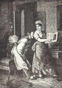 Criada a tomar liberdades e ouvida pela dona de casa (litho) de Unknown artist
