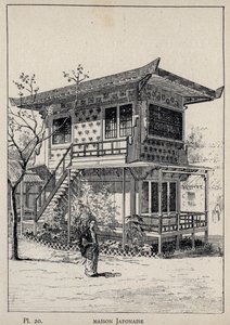 Maison Japonais (casa japonesa) - gravura de 1889 em "Histoire de habitation humaine à l