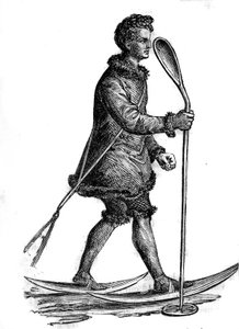 Homem em traje tradicional de khanty (khante ou ostiak) caçando Hermine. Os Khanty são pessoas fino-úgrias que vivem na Sibéria ocidental. de Unknown artist