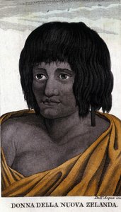 Mulher maori da Nova Zelândia. Gravura do início do século XIX. de Unknown artist