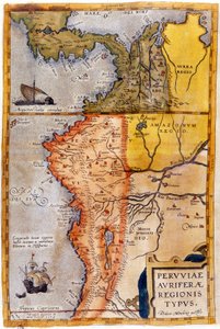 Mapa da Colômbia e do Peru. 1590. de Unknown artist