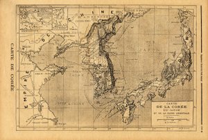 Mapa da Coreia, Japão e China Oriental. Gravura no "Le petit journal" 3/09/1894. Coleção da Selva. de Unknown artist