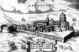 Mapa da cidade de Loreto (Laurentum), gravura do século XVI. de Unknown artist