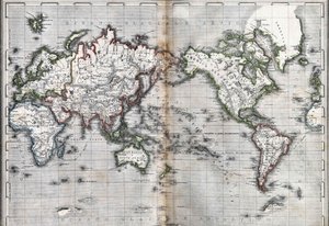 Mapa do mundo. Itália. Gravura sd. meados do século XIX. de Unknown artist