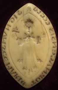 Matriz do selo do capítulo de Tournai. Usado desde o século XII. Com a imagem do rei merovigiano Chilpéric (marfim). de Unknown artist