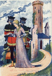 Os homens mascaram a princesa. Ilustração anônima do conto "L