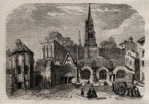 Igreja monolítica em Saint-Emilion - Igreja monólita de Saint Emilion en Gironde - gravura em "Dictionnaire populaire illustrious" - 1864 - de Joseph Decembre et Edmond Allonier - de Unknown artist