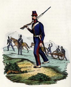 Batalhão de artilharia de montanha do exército francês de África, na Argélia, em 1830. Em "Storia d