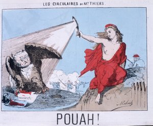 Panfletos do Sr. Thiers - Pouah! : O desenho animado de Thiers em Owl e Marianne (La commune) ilumina-o. de Unknown artist