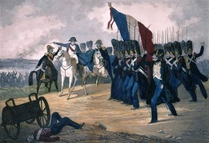 Napoleão I em Waterloo em 18/06/1815 - Gravura do século XIX de Unknown artist