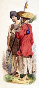 Natural (indígena vietnamita) e soldado Cochinês. Vietnã v. 1840. de Unknown artist