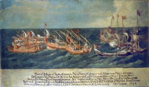 Batalha Naval de Milo durante a Guerra da Candia de Unknown artist