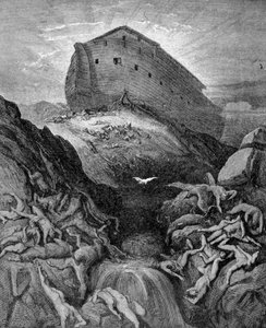 Noé envia uma pomba à Terra, de acordo com o Génesis. Gravura do século XIX. de Unknown artist
