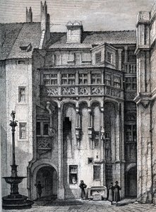 Nurnberger Rathaus - o pátio da Câmara Municipal de Nuremberga - gravura por volta de 1867 de Unknown artist