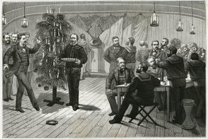 Na noite de Natal a bordo de La Vega, um navio apanhado no gelo do círculo polar, a tripulação substituiu o abeto por madeira flutuante, parede de ramos de vime, decorada com papel e velas, assim como vários pequenos itens destinados a serem distribuídos à de Unknown artist
