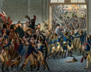 Cem dias: "Napoleão Bonaparte (1769-1821) voltou do seu exílio na ilha de Elba - entrada triunfal em 20 de Março de 1815 no Palais des Tuileries - Gravura do século XIX de Unknown artist