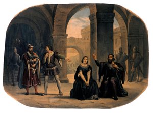 Palco de ópera "I vespri siciliani" (As Vésperas Sicilianas) composto por Giuseppe Verdi. cromolitógrafo do final do século XIX... de Unknown artist