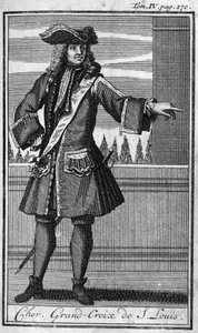 Ordens de Cavalaria. Chevalier Grand Cross de Saint Louis na França, no século XVII. Na "História das ordens militares ou cavaleiros, dos seculieres e milícias regulares de ambos os sexos, que foram estabelecidas até agora". Edição tirada de Abbe Giustini de Unknown artist