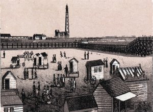 Ostende (Ostende), Bélgica: vista dos banhos orientais e do porto (porto, porto). in "O mundo ilustra 168 vistas" Sem data (final do século XIX) de Unknown artist