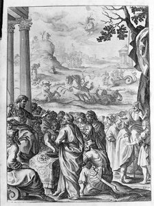 Ovide (Ovidius) - ilustração para o livro 15 - (P. Ovidii Nasonis Metamorphose libri XV um notis TH. Farnabii.) nota de Thomas Farnaby (Farnabia) (1575-1647) de Unknown artist
