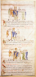 Página de uma bíblia iluminada (Ms.723-Foglio 138v.) do início do século XII. Dim. 52,8x38 cm Roma, Biblioteca Casanatense de Unknown artist