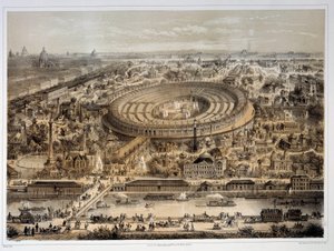 Vista panorâmica da Exposição Mundial de 1867 em Paris. Paris, Musee Carnavalet de Unknown artist