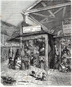 Paris 3º arrondissement - Carre de la Foret-Noire: venda de couro e calçado no Carreau du Temple no século XIX - Gravura em "Tableau-de-Paris" de Edmond Texier de Unknown artist
