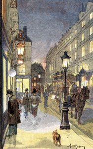 Paris à noite, ilustração de finais do século XIX. de Unknown artist