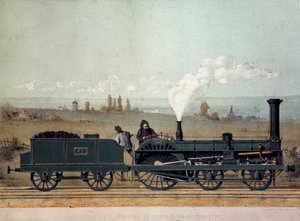 Locomotiva de passageiros e vagão de carvão da Estrasburgo (sistema Crampton) de Unknown artist