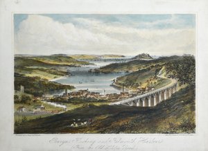 Penryn, Flushing e Falmouth Harbours (from the Old Helton Road), c.1860-80 (litografia colorida sobre papel) de Unknown artist