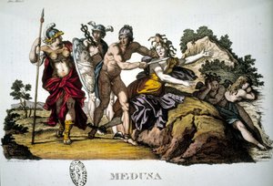 Perseu e a Medusa, uma das três Gorgones - em Dizionario mitologico de Unknown artist