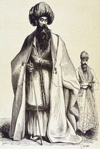 Pérsia (c19th). Mollach e emcee. Gravura. Coleção particular de Unknown artist