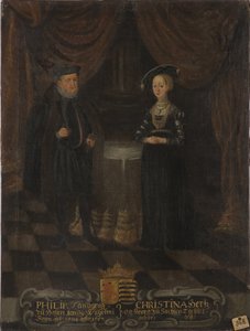 Philippe I de Hesse, dit le Magnanime et Christine de Saxe - Philippe I, Landgrave de Hesse (1504-1567) e Christine de Saxónia (1505-1549), Landgravine de Hesse, Anónimo . Óleo sobre tela. Dimensão : 103x79 cm. Nationalmuseum Estocolmo de Unknown artist