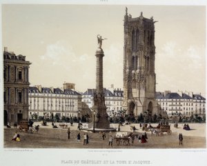 Place du Chatelet e a Torre Saint-Jacques de Unknown artist