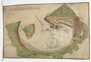 Plano da cidade e do porto de San Sebastian, desenhado por Richard Poulter, Junho de 1585 de Unknown artist