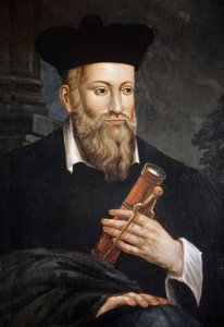 Retrato de Michel de Nostre-Dame (Nostre Dame), conhecido como Nostradamus, astrólogo (1503-1566), detalhe, Maison de Nostradamus, Salon de Provence, Bouches du Rhone de Unknown artist