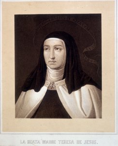 Retrato em busto de Santa Teresa de Jesus (ou Santa Teresa de Ávila) (1515-1582), gravura de Unknown artist
