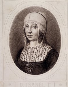 Retrato em medalhão de Isabelle 1ª a Católica ou Castela - gravura de Unknown artist