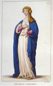 Retrato de Adelaide de Vermandois (1065-1024). Dinastia dos Capetianos. Gravura a partir de 1830. de Unknown artist