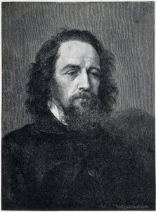 Retrato de Alfred, Lord Tennyson (1809 - 1892), poeta e dramaturgo britânico do século XIX de Unknown artist