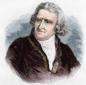 Retrato de Antoine Augustin Parmentier (1737 - 1813), farmacêutico militar e agrônomo francês. Gravura de 1866. de Unknown artist