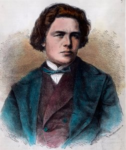 Retrato de Anton Rubinstein (1829 - 1894), pianista e compositor russo. Gravura do século XIX. Coleção particular. de Unknown artist