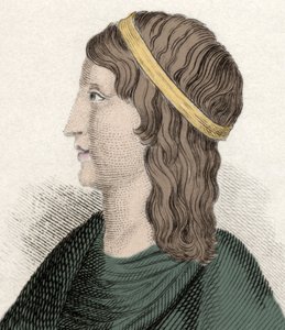 Retrato de Apulee (Lucius Apuleius) (cerca de 125-around 180), filósofo e escritor latino, de origem berbere (Argélia), autor de "Les Metamorphoses" (Burro Dourado ou Asinus aureus). Gravura do século XIX. de Unknown artist