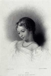 Retrato de Augusta Ada Byron (1815-1852) que se tornou Anna Lovelace, filha do poeta George Gordon Byron. Gravura do século XIX. de Unknown artist