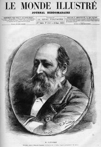 Retrato de Auguste Clesinger (1814-1883), escultor e pintor francês. Gravura em "Le Monde illustrious" 1883. Coleção particular. de Unknown artist