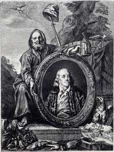Retrato de Benjamin Franklin (1706 - 1790), político, memorialista, panfletário e físico americano de Unknown artist