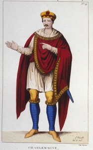 Retrato de Carlos Magno ou Carlos I o Grande (742 - 814) Rei dos Francos gravado em 1830 de Unknown artist