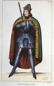 Retrato de Carlos Magno ou Carlos I o Grande (742 - 814) Rei dos Francos gravado em 1830 de Unknown artist
